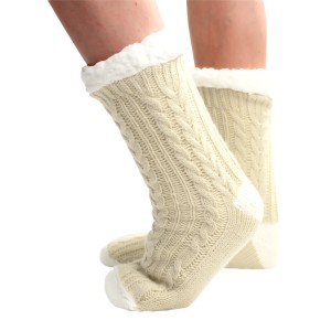 Chaussettes chaussons polaire enfants SOCK'OSY beige