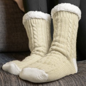 Chaussettes chaudes torsadées beige