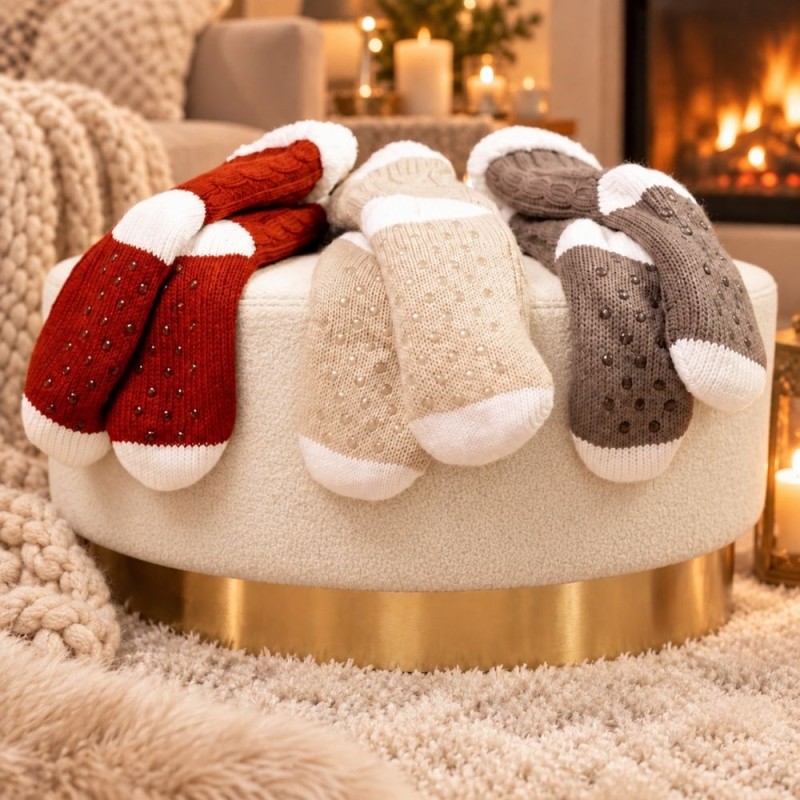 Chaussettes chaussons polaires confort 3 couleurs